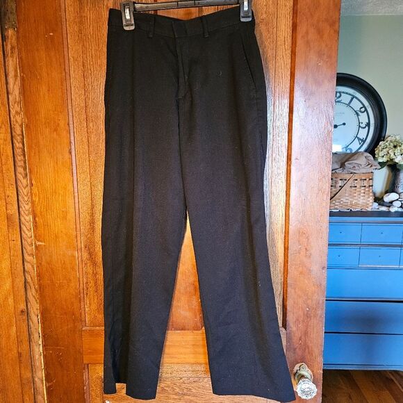 Van Heusen Black Dress Slacks Boys 16R Flat Front Stretch School Uniform Pants - Picture 1 of 14